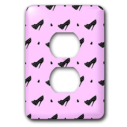 3dRose lsp_47803_6 Black And Pink High Heels And Hearts Outlet Cover